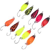 Señuelo de Cebo de Pesca-10Pcs Cuchara Cebo Señuelos de Pesca con Caja de Plástico Portátil Señuelo de Lentejuelas Kit…